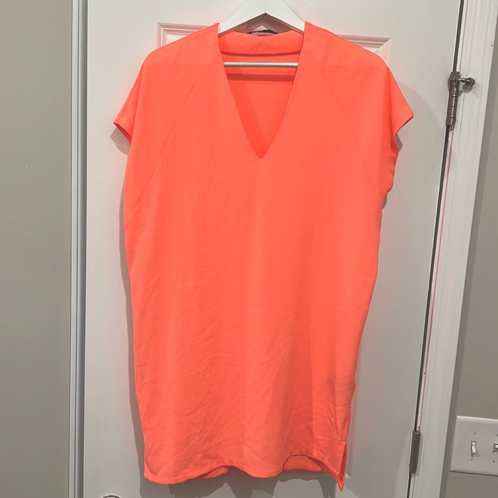 Felicity & Coco Medium Pink/Coral Crepe V-Neck Dress Nordstrom